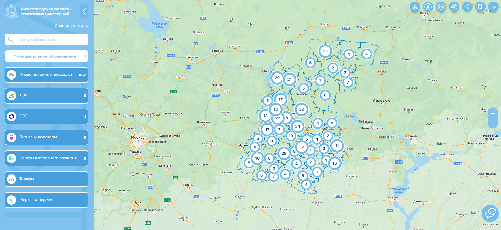 На инвестиционной карте Нижегородской области актуализирована информация об инвестиционной инфраструктуре